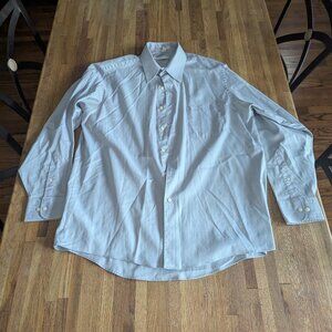 Geoffrey Beene Men's 17 34 35 Light Grey w/ Vertical Lines Dress Button Down
